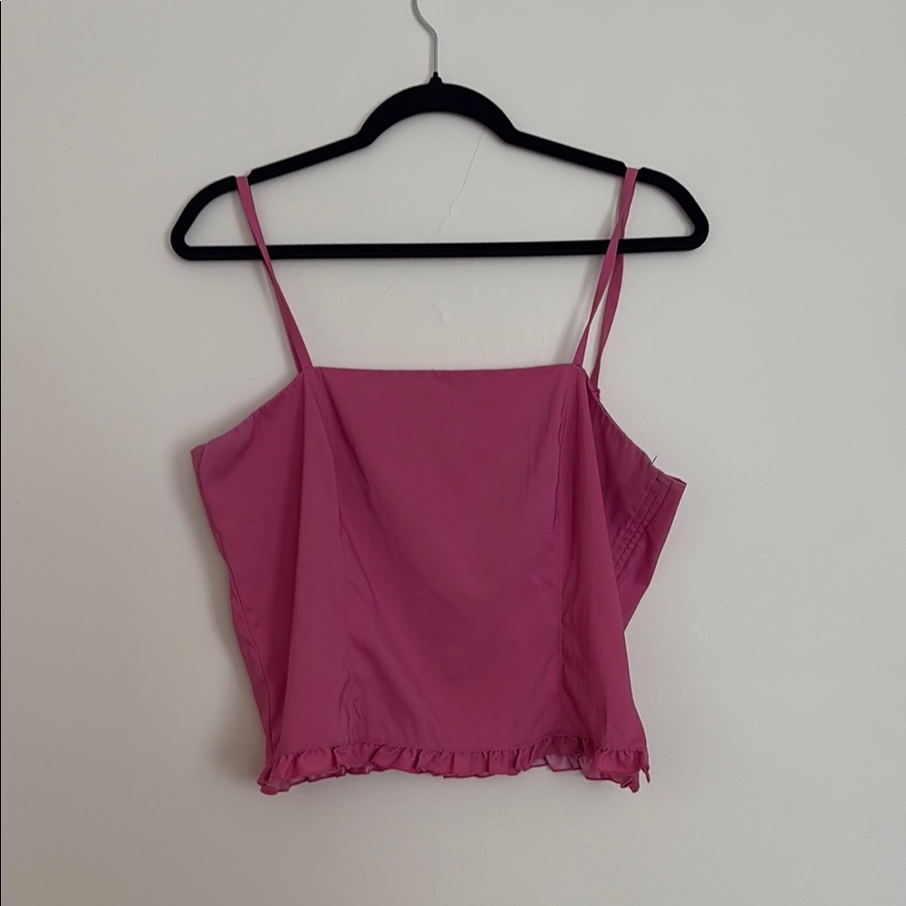 Pink Ruffle Hem Camisole Top Size Large